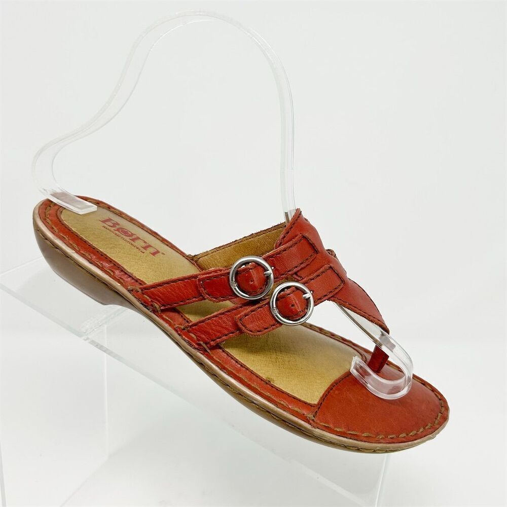 Born Women's Red Slide Slip On Thong Sandals Size 6 M Casual Comfort Summer